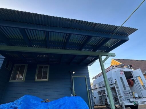 New porch roof installation and painted woodwork in Salem Oregon