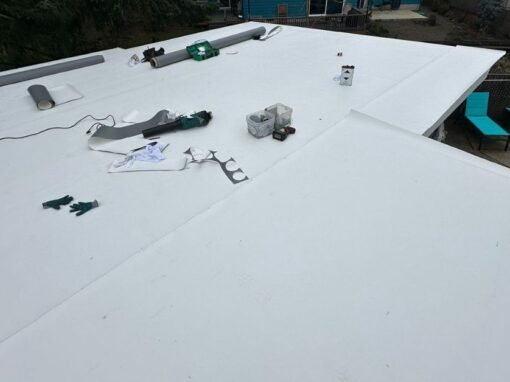 PVC roofing installation process on residential home in Salem, Oregon