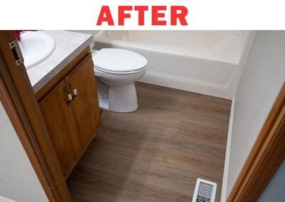 Modern vinyl floor installed in Portland bathroom – After renovation by Frank Handyman Services