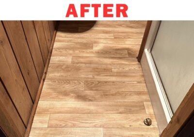 Wood-look vinyl flooring installed in rustic bathroom in Portland – After photo by Frank Handyman Services