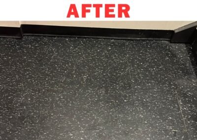 Speckled black vinyl tiles installed in commercial area in Portland – After renovation by Frank Handyman Services