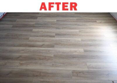 New vinyl flooring installed over underlayment in Portland room – After photo by Frank Handyman Services
