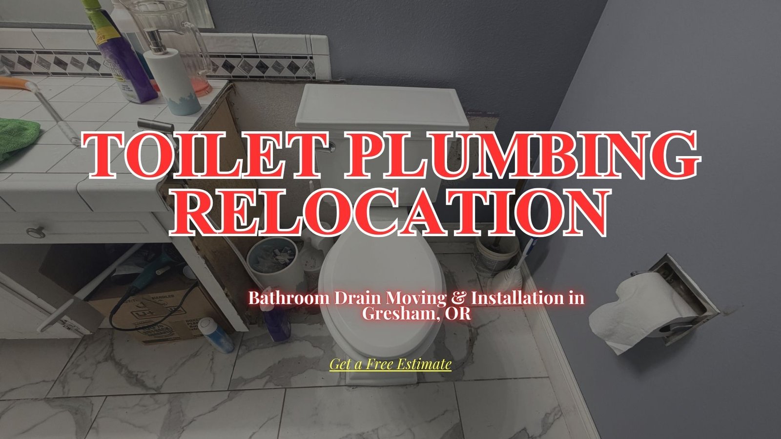 Toilet plumbing relocation project in Gresham OR bathroom remodel